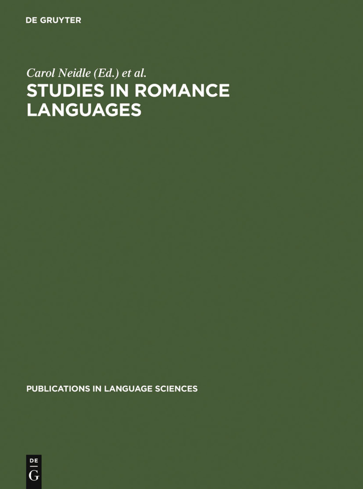 Cover image for Studies in Romance Languages ISBN 9783110133509