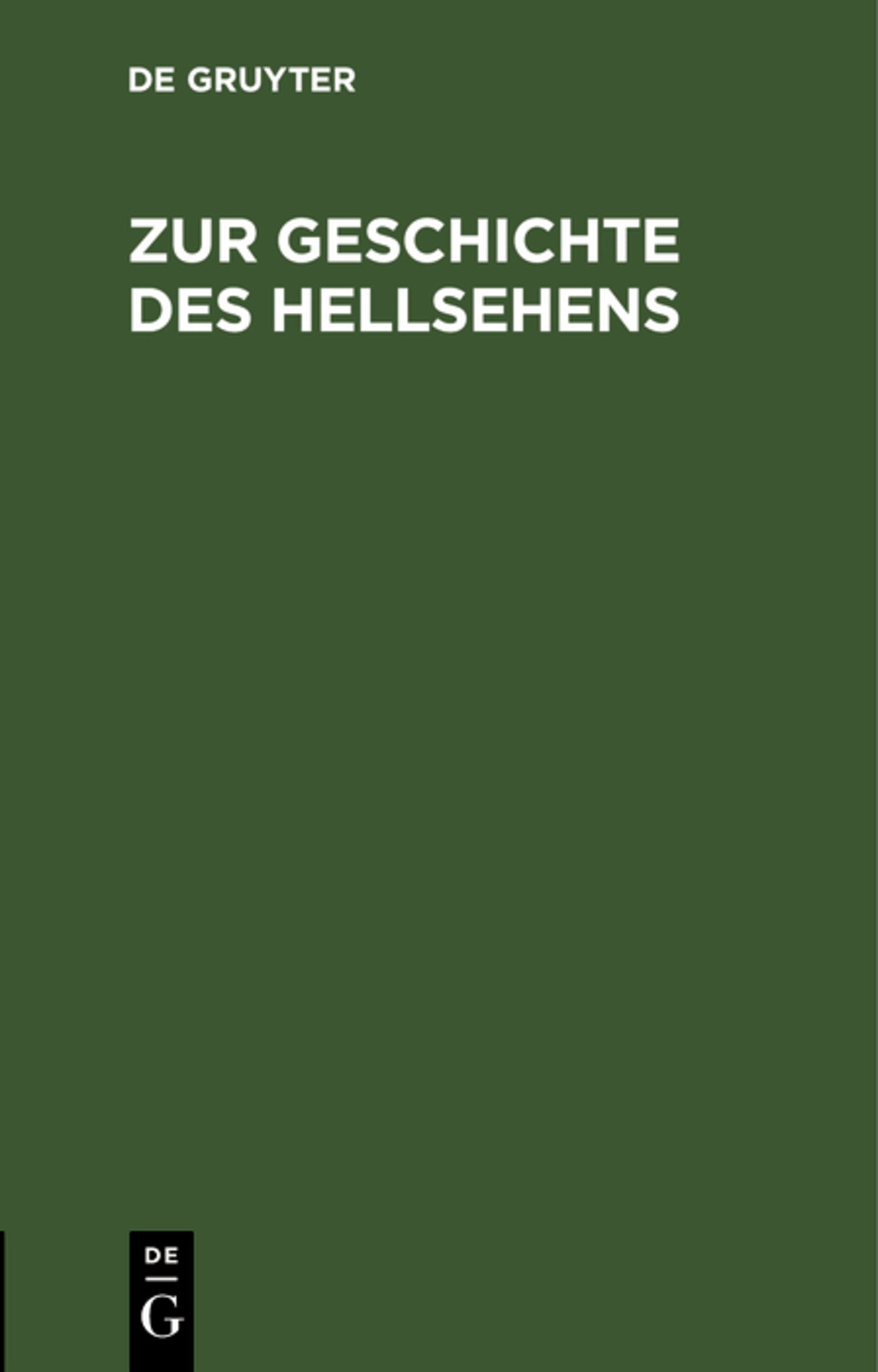Cover image for Zur Geschichte des Hellsehens ISBN 9783112687673