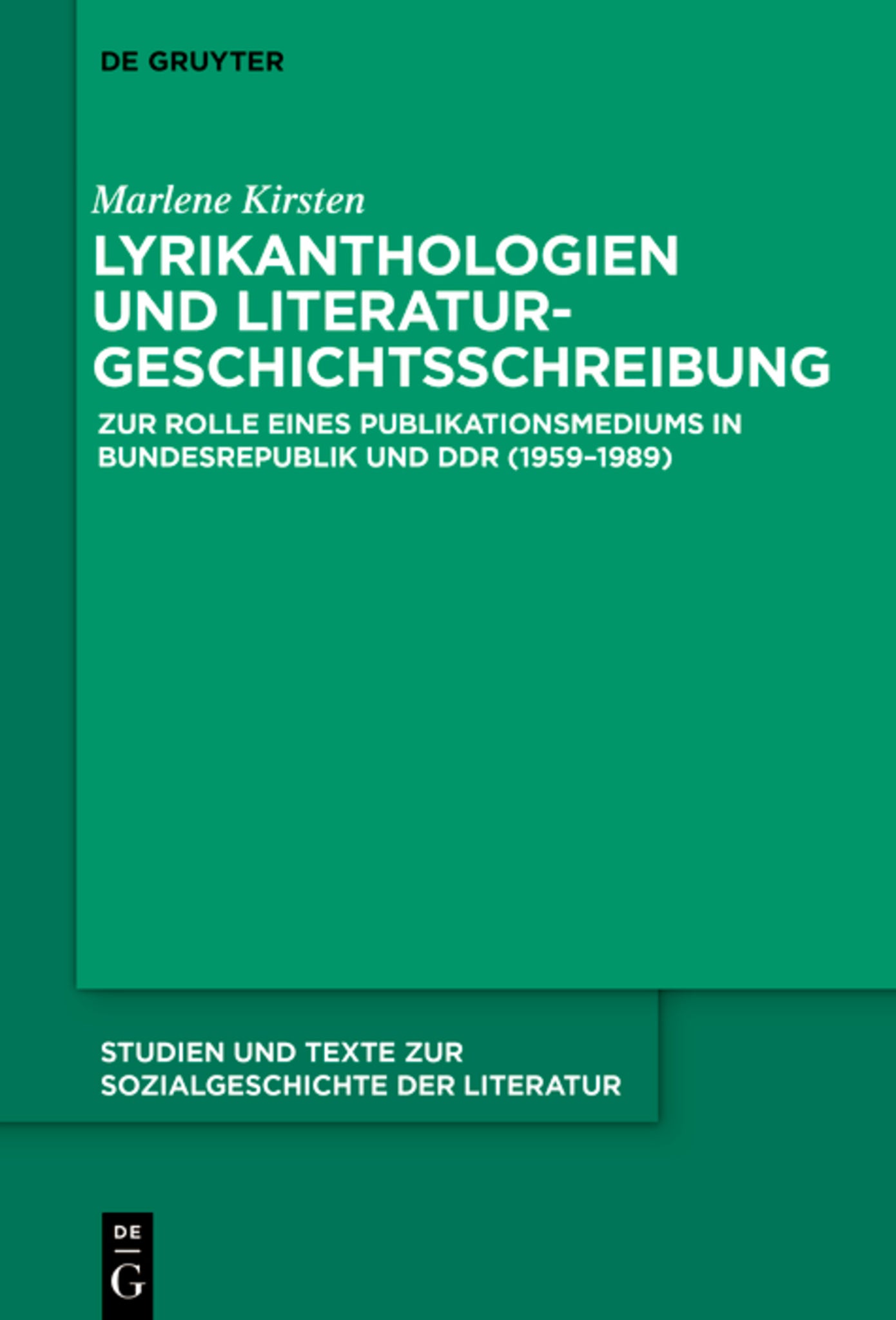 Lyrikanthologien und Literaturgeschichtsschreibung