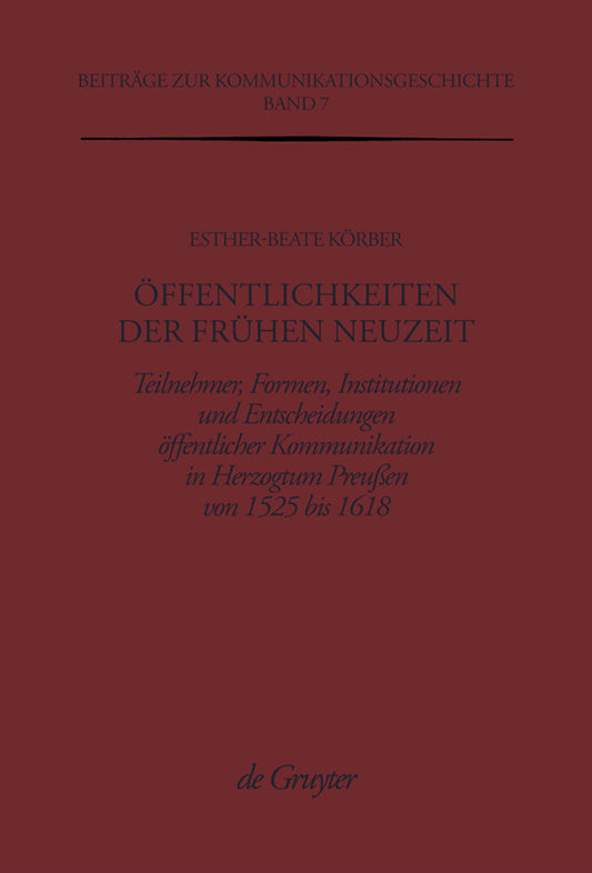 Öffentlichkeiten der Frühen Neuzeit
