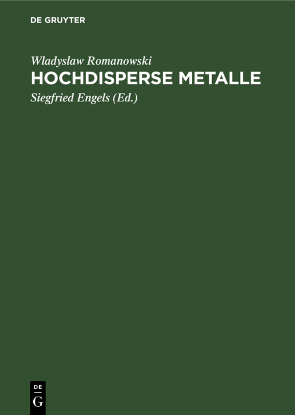 Cover image for Hochdisperse Metalle ISBN 9783112545775