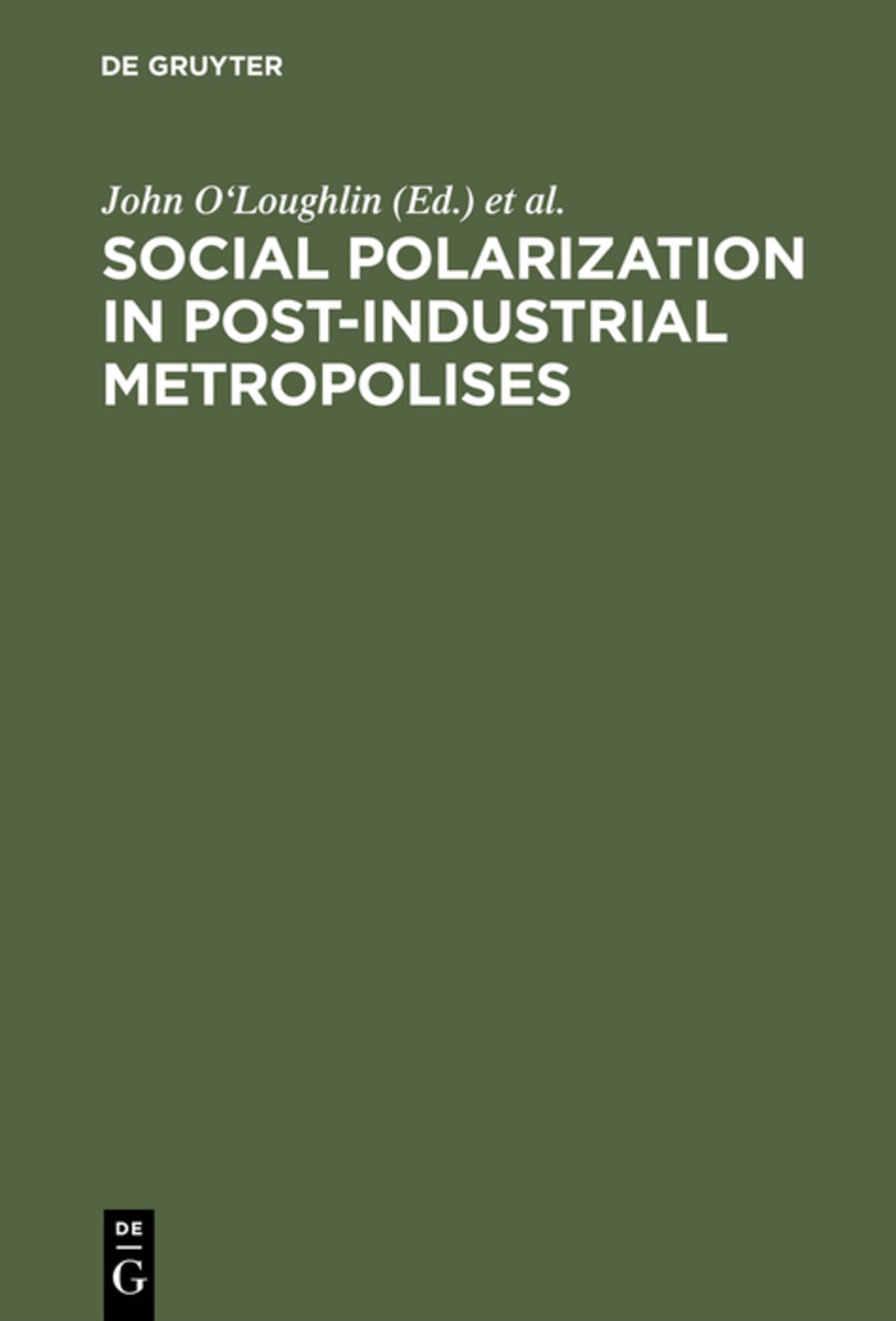 Cover image for Social Polarization in Post-Industrial Metropolises ISBN 9783110137286