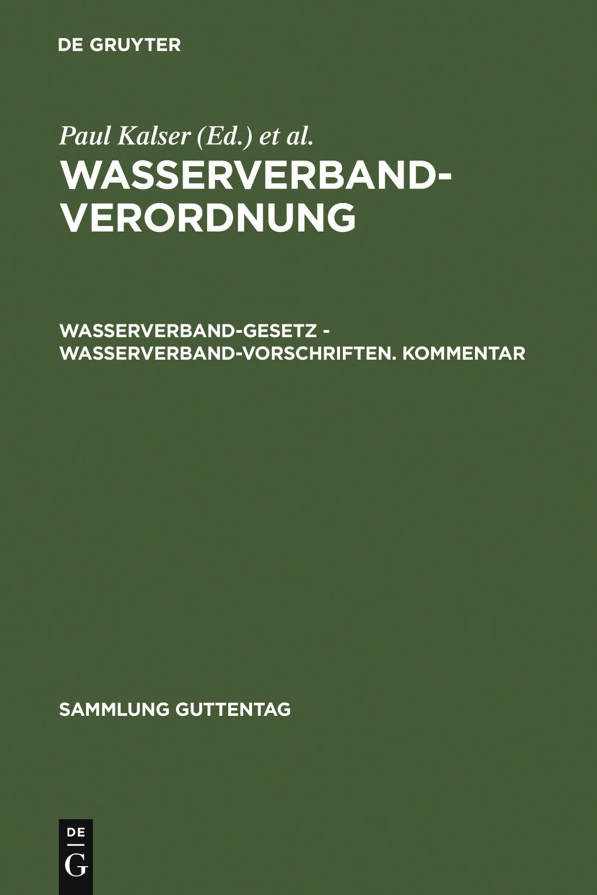 Cover image for Wasserverbandverordnung ISBN 9783110011708