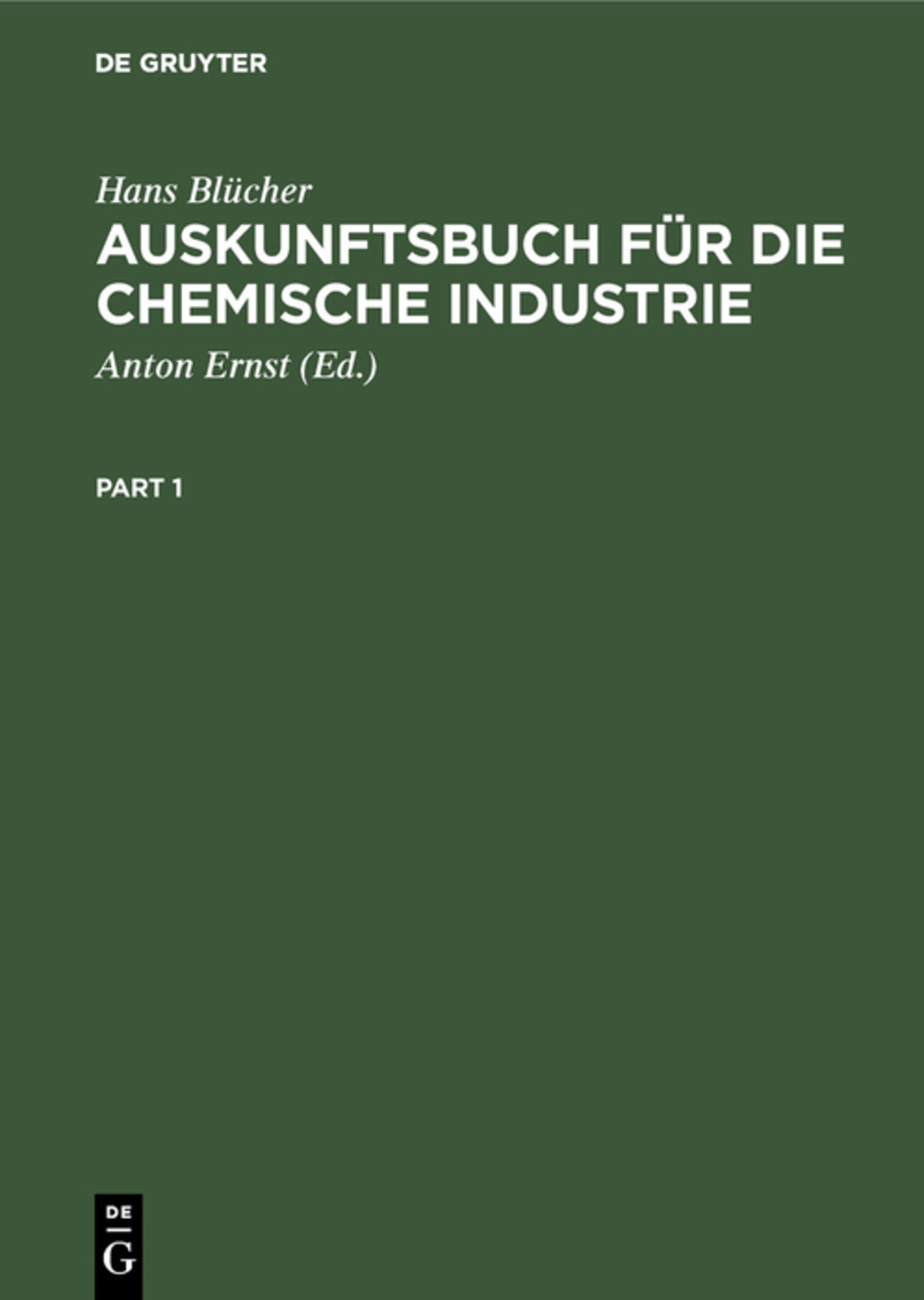Cover image for Auskunftsbuch für die chemische Industrie ISBN 9783111142616