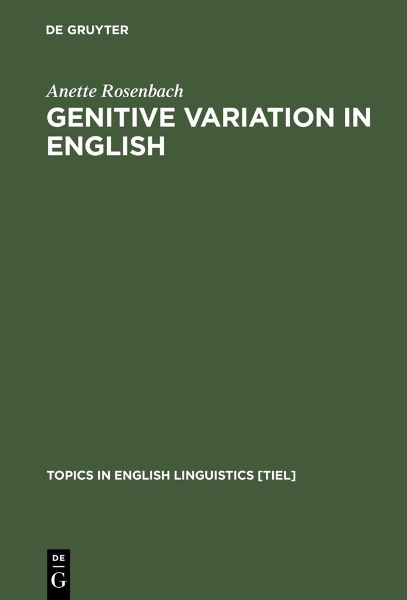 Cover image for Genitive Variation in English ISBN 9783110173703