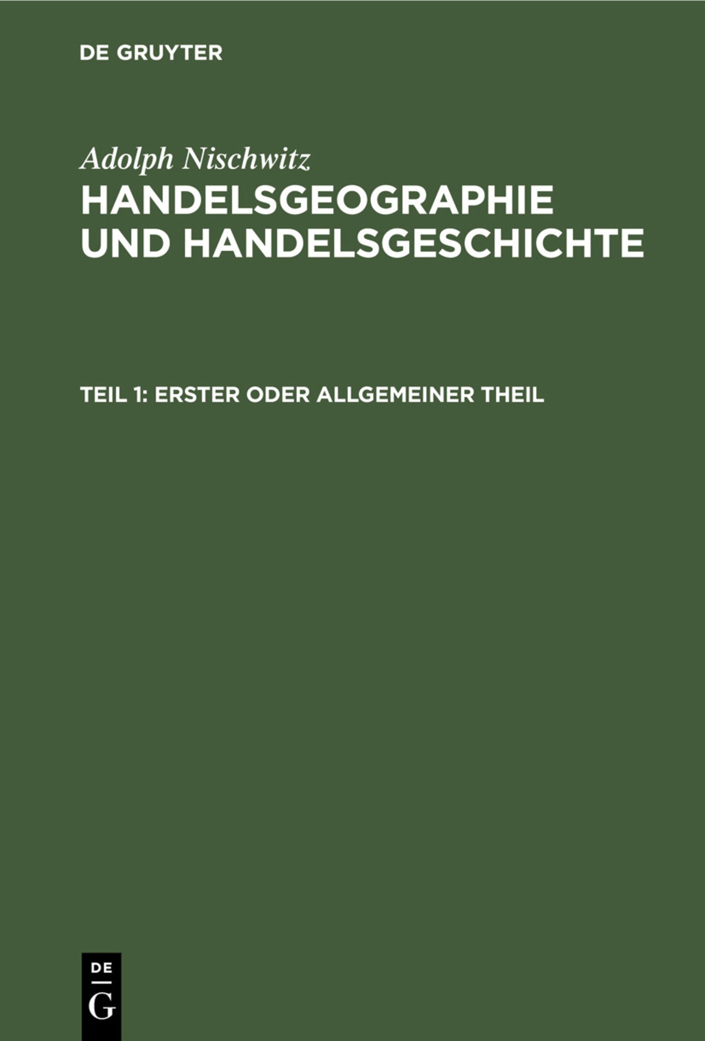 Erster oder allgemeiner Theil
