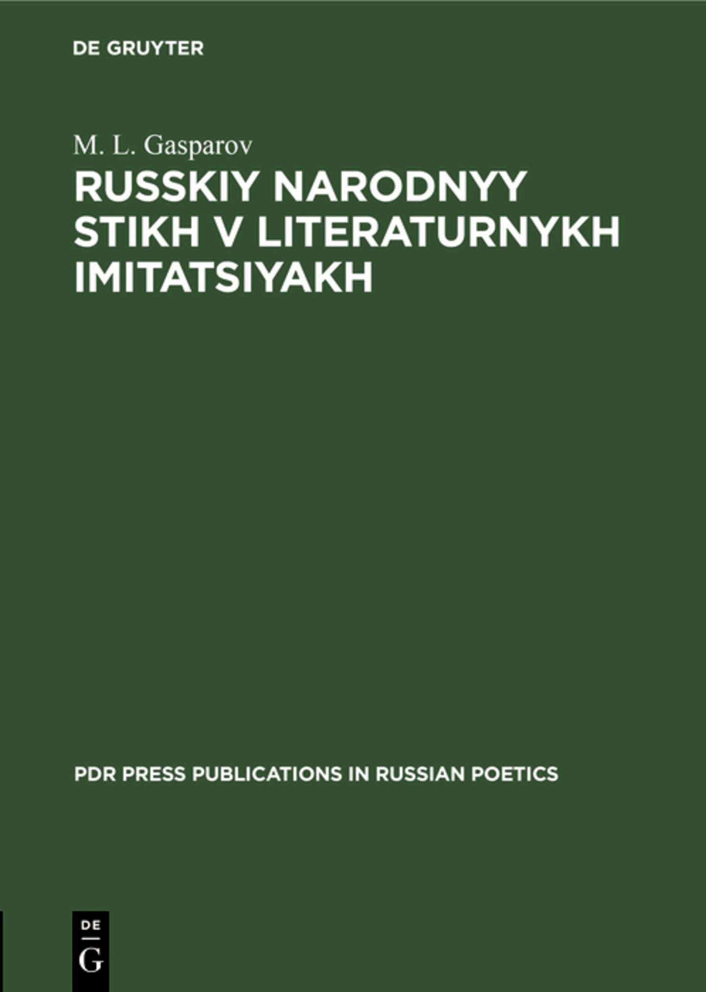 Russkiy narodnyy stikh v literaturnykh imitatsiyakh