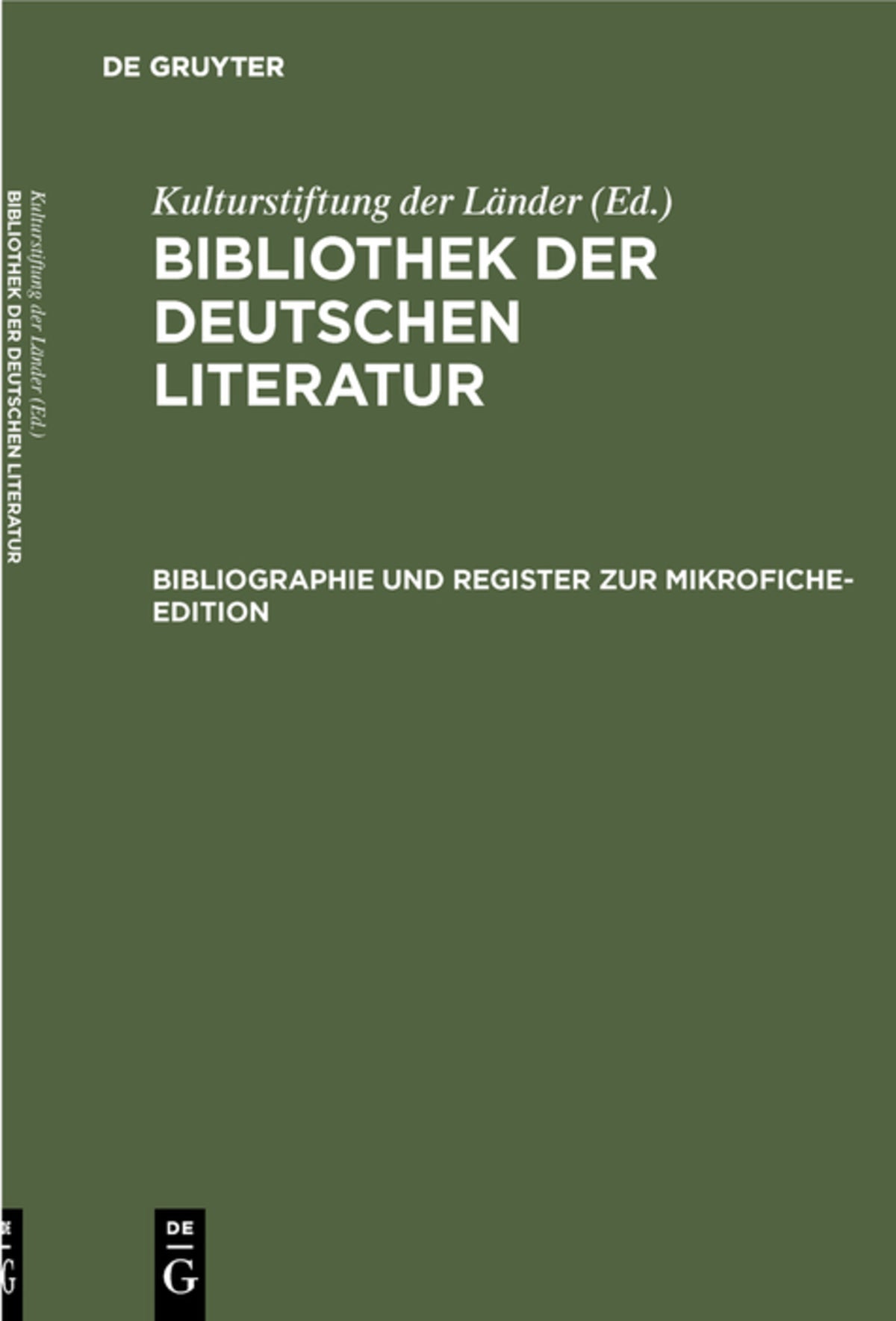 Cover image for Bibliographie und Register zur Mikrofiche-Edition ISBN 9783598533358