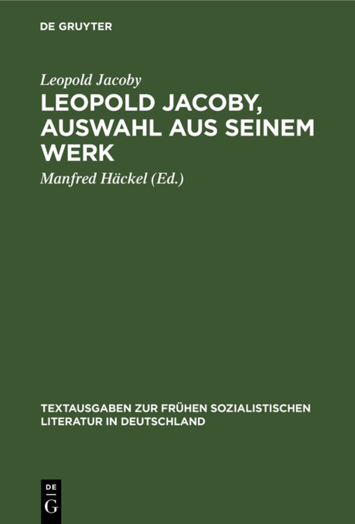 Cover image for Leopold Jacoby, Auswahl aus seinem Werk ISBN 9783112545072