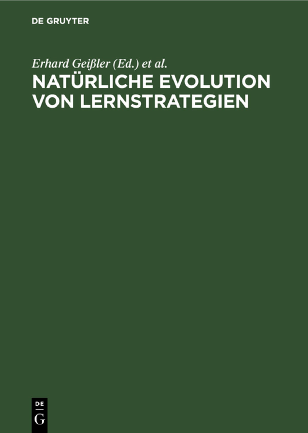 Cover image for Natürliche Evolution von Lernstrategien ISBN 9783112546116