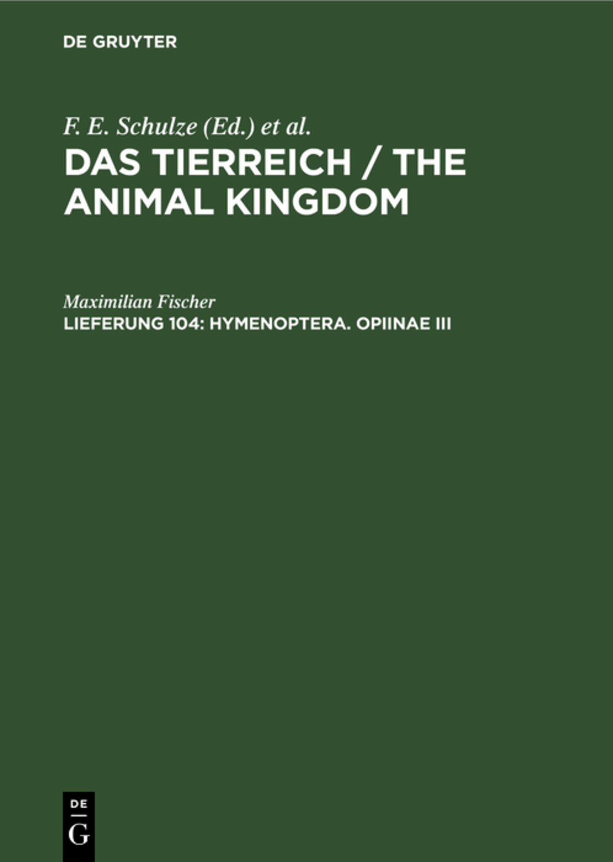 Cover image for Hymenoptera. Opiinae III ISBN 9783110104752