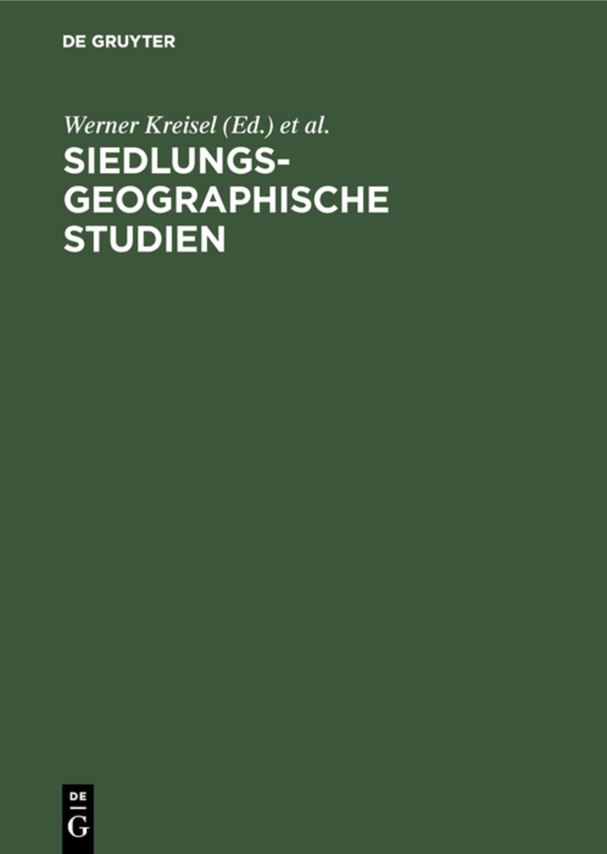 Cover image for Siedlungsgeographische Studien ISBN 9783110075731