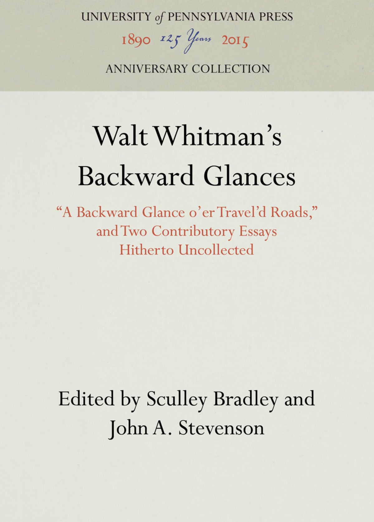 Walt Whitman's Backward Glances
