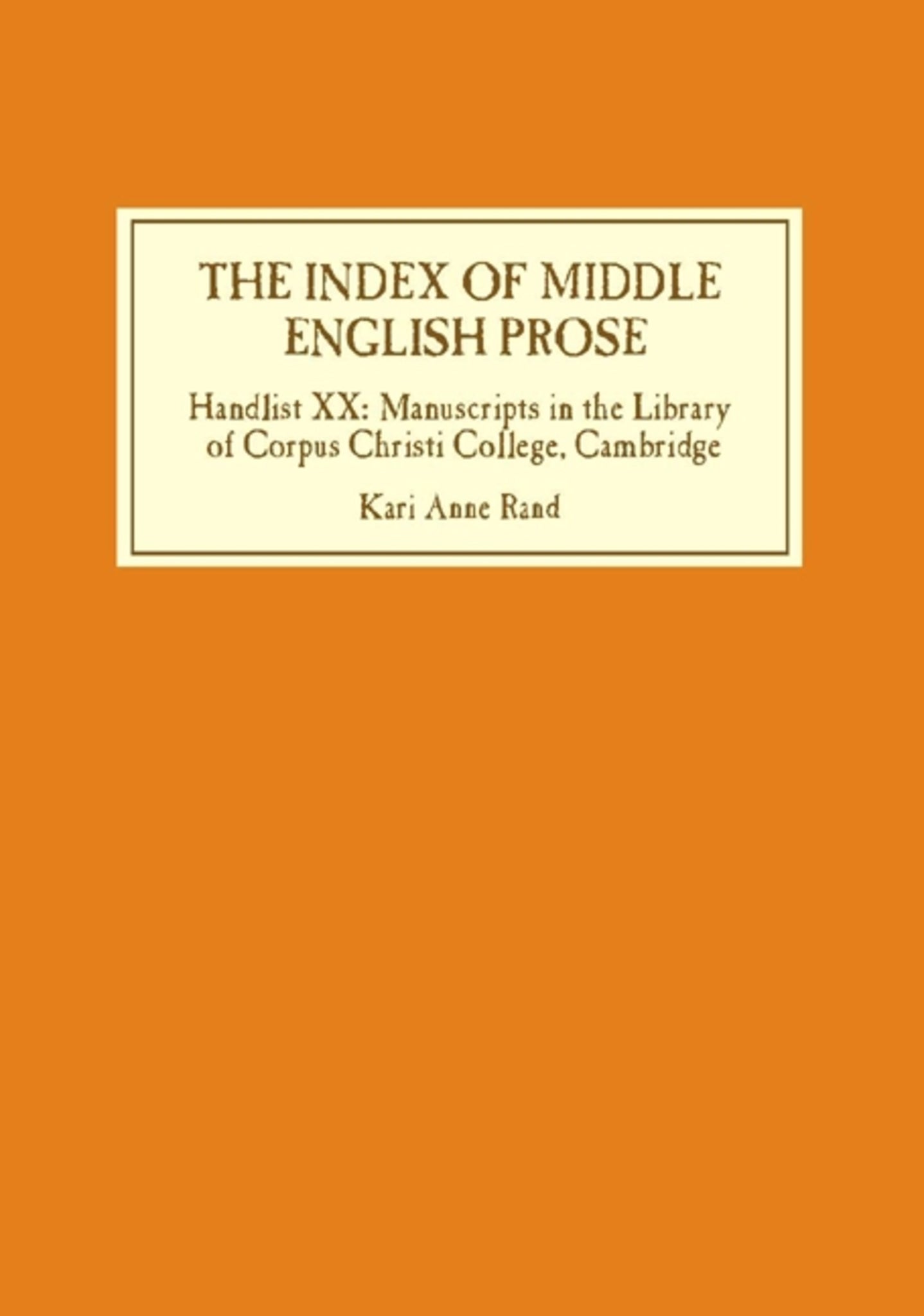 Cover image for The Index of Middle English Prose ISBN 9781843842040