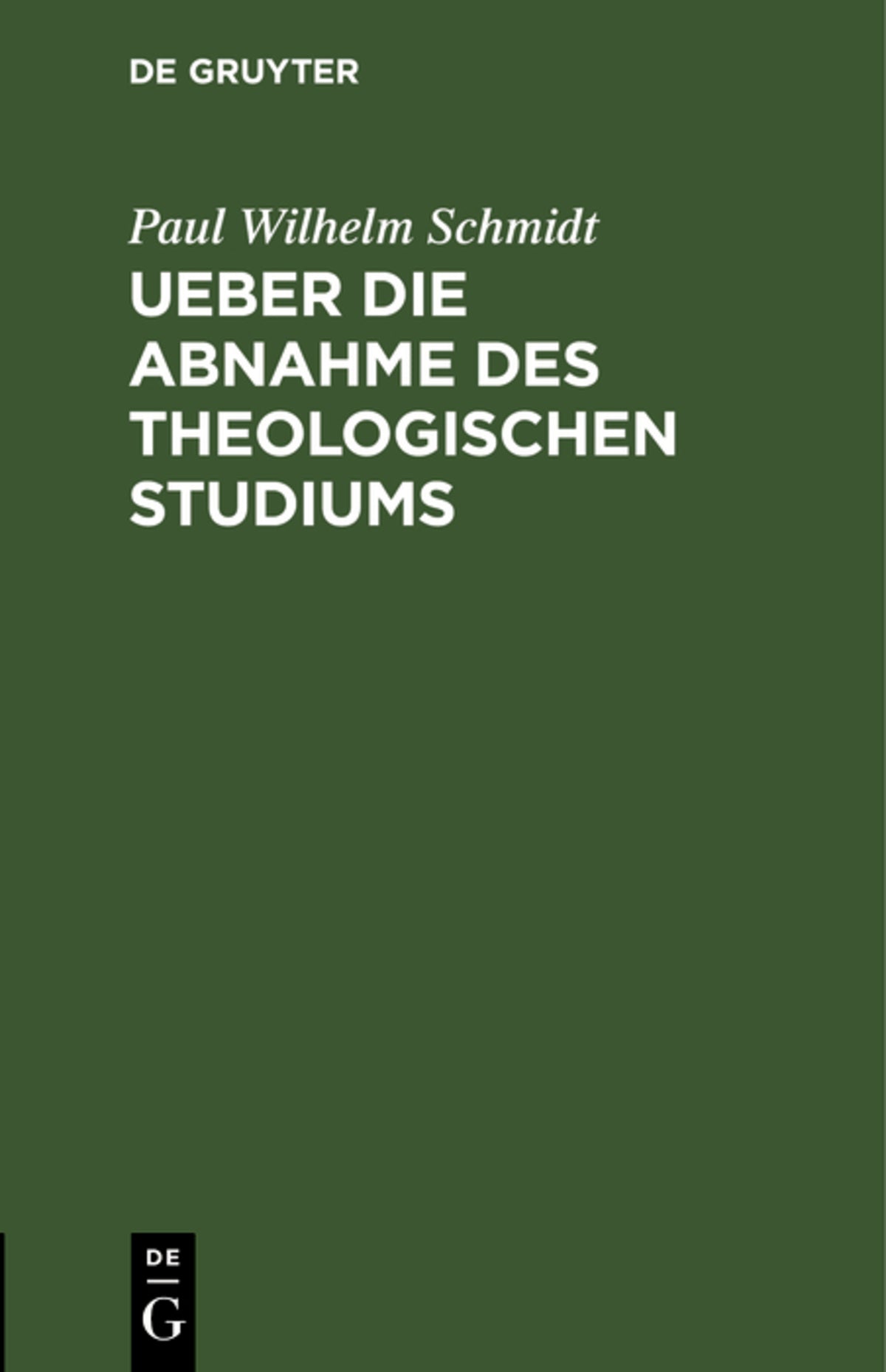 Cover image for Ueber die Abnahme des theologischen Studiums ISBN 9783111112718