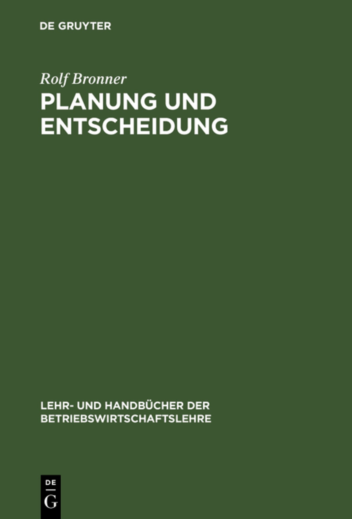 Cover image for Planung und Entscheidung ISBN 9783486246285