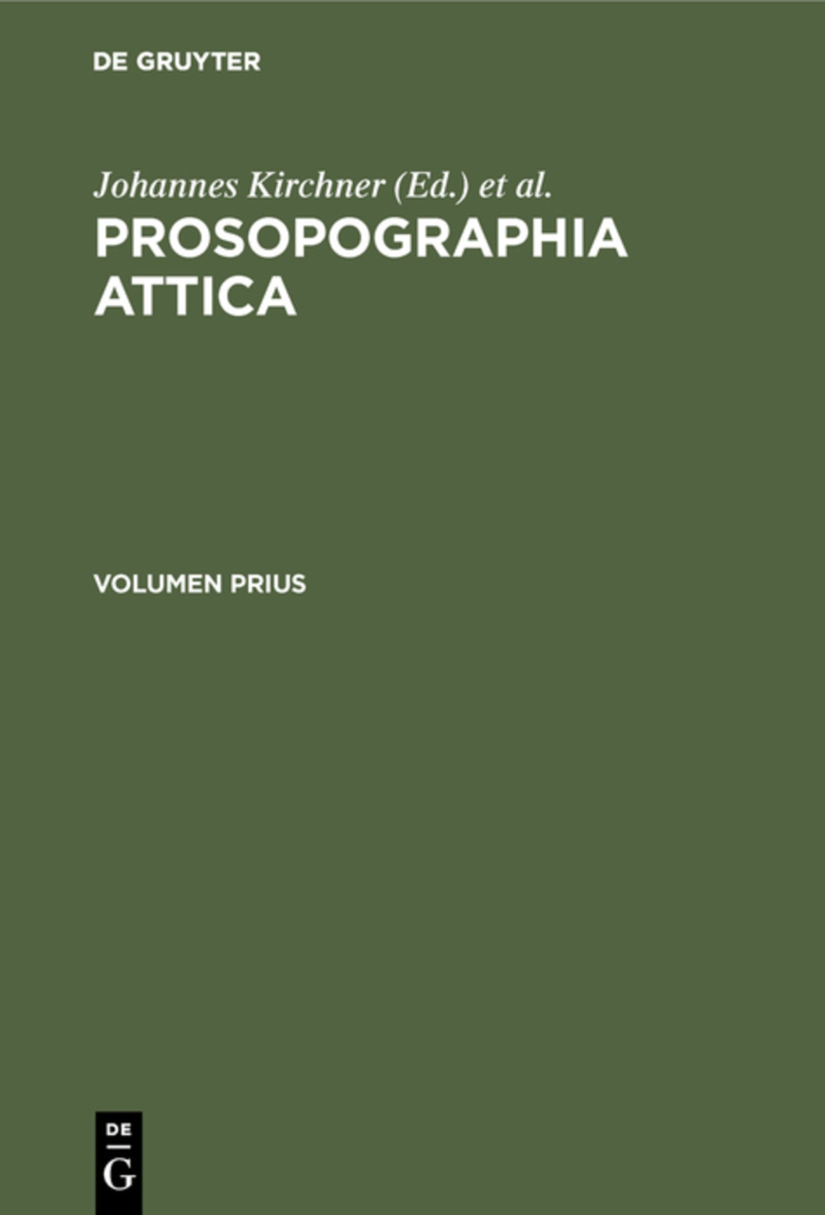 Cover image for Prosopographia Attica ISBN 9783110013542