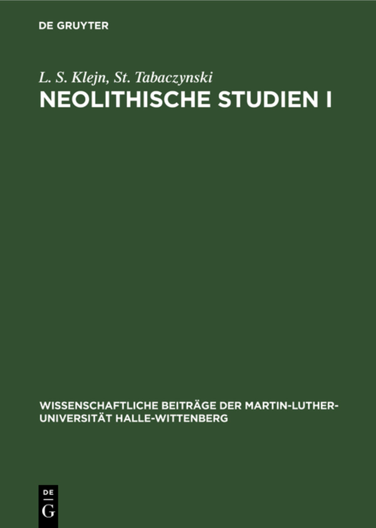Cover image for Neolithische Studien I ISBN 9783112570272