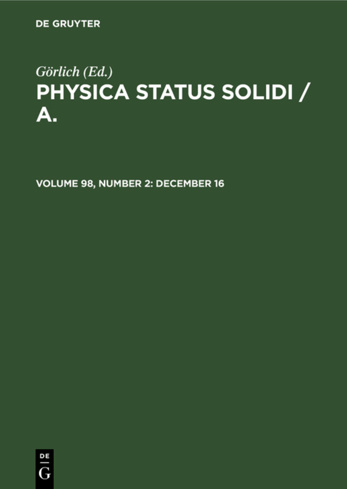 Cover image for December 16 ISBN 9783112501818