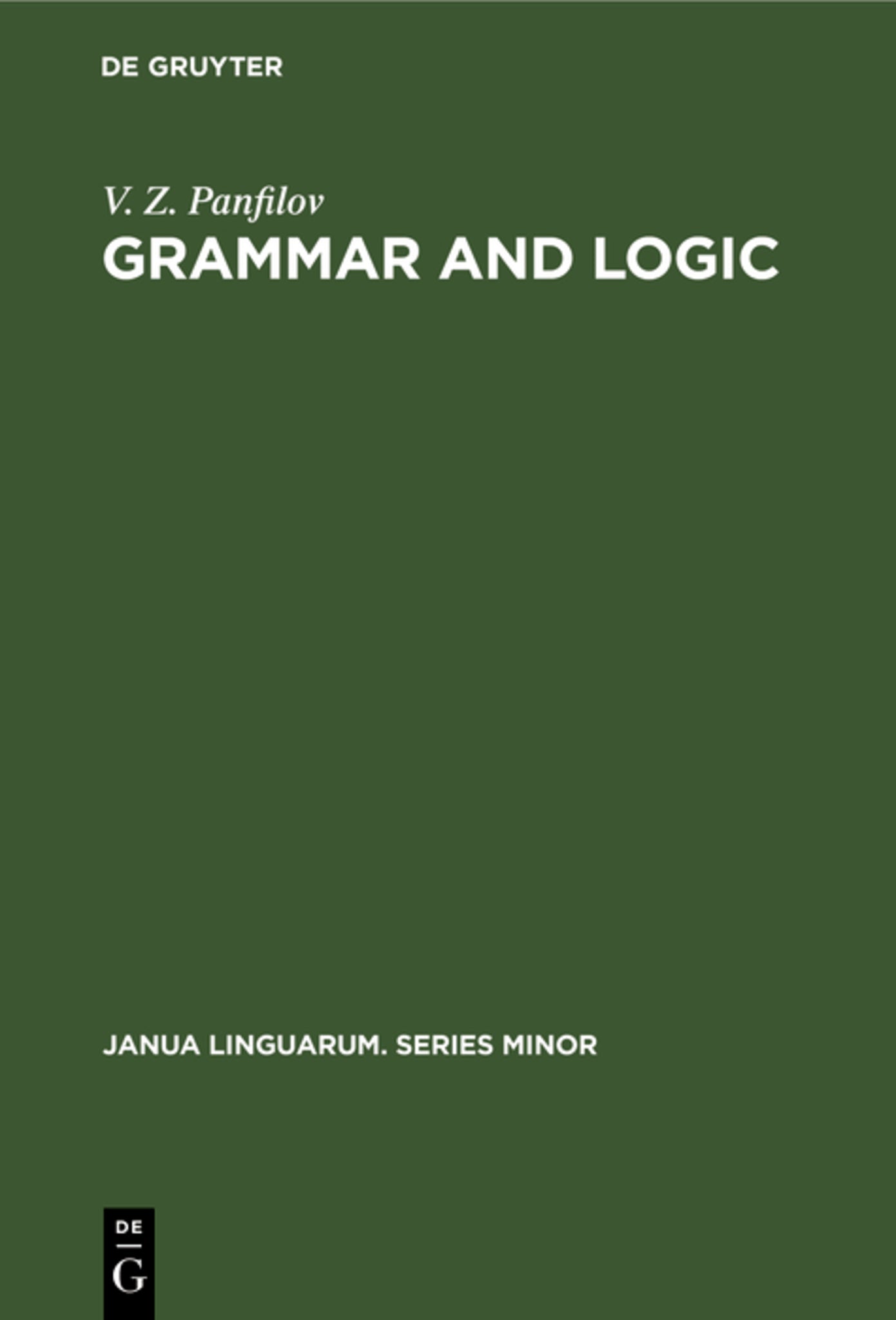 Cover image for Grammar and Logic ISBN 9783111140193