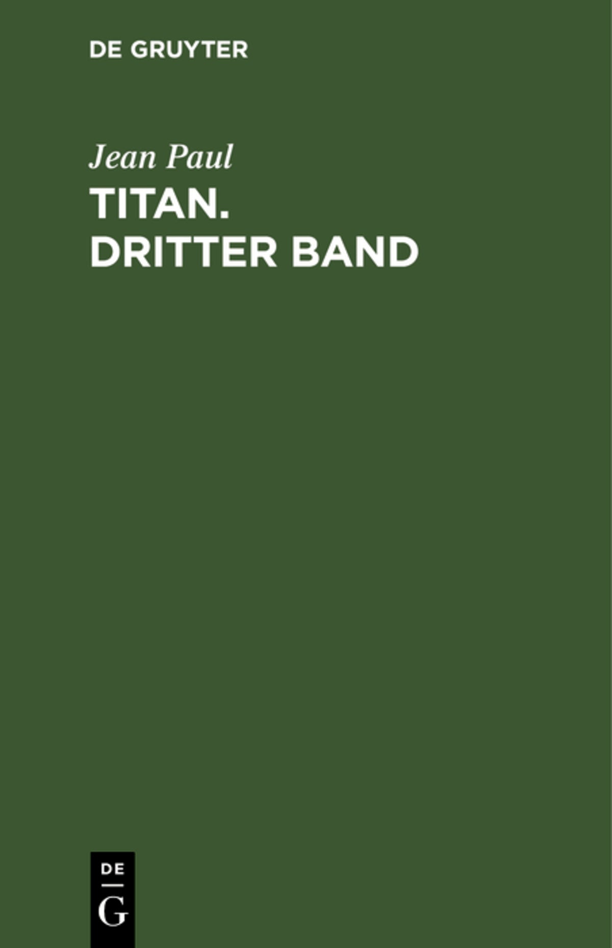 Cover image for Titan. Dritter Band ISBN 9783110237382
