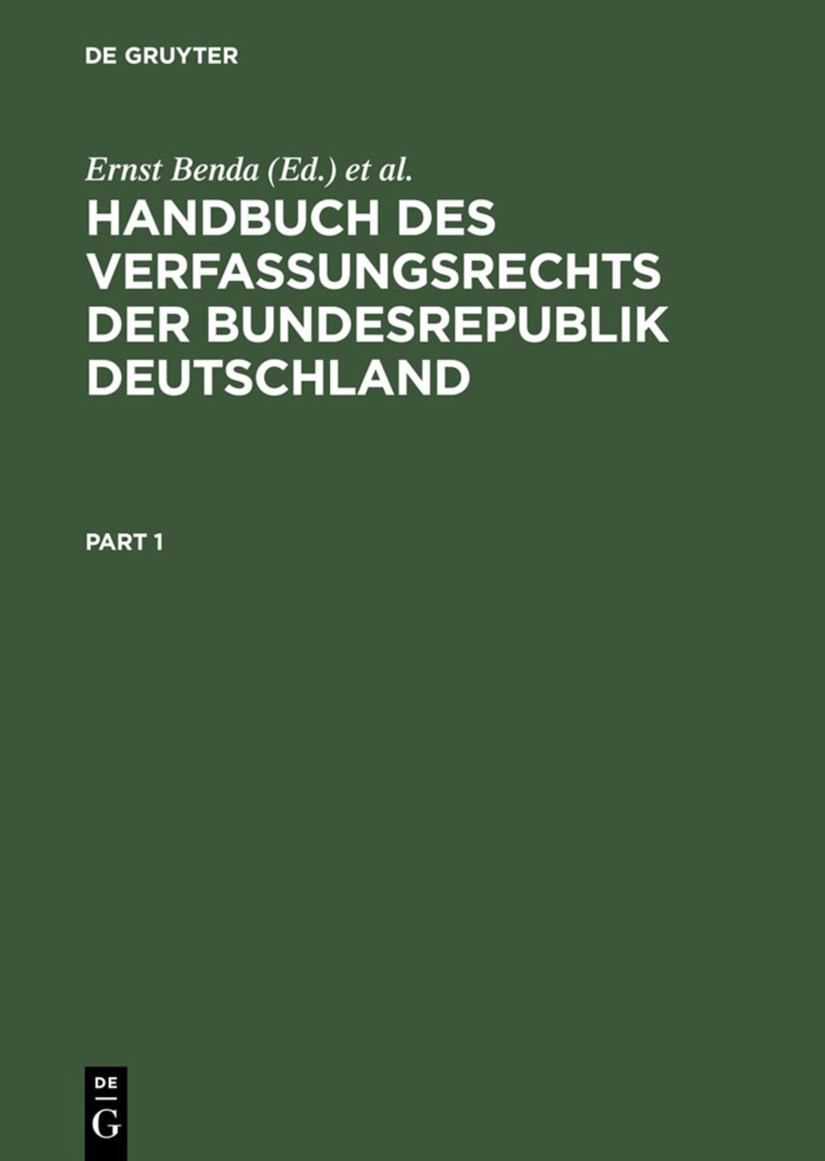 Cover image for Handbuch des Verfassungsrechts der Bundesrepublik Deutschland ISBN 9783110122794