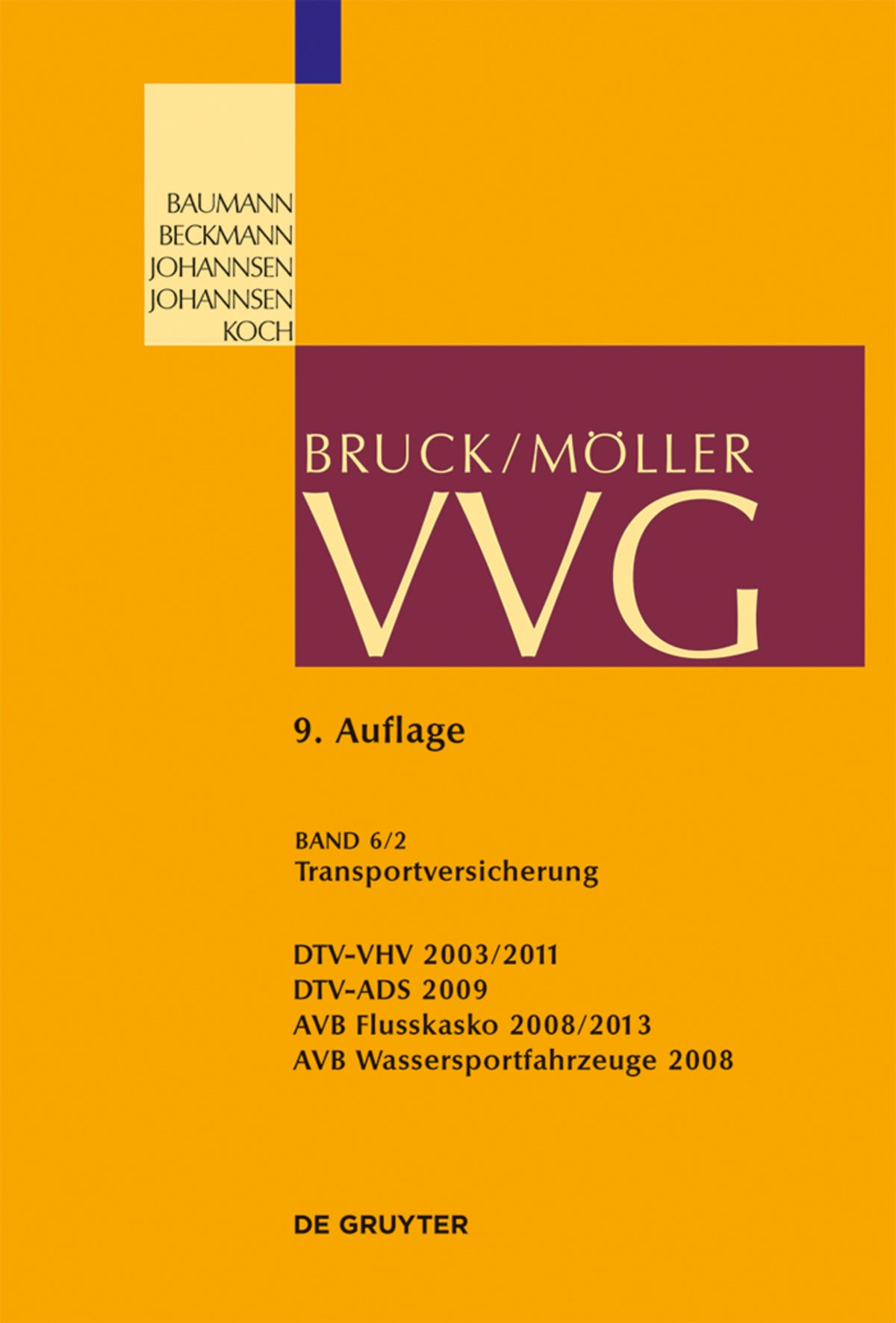 Cover image for Transportversicherung §§ 130-141 ISBN 9783110412376