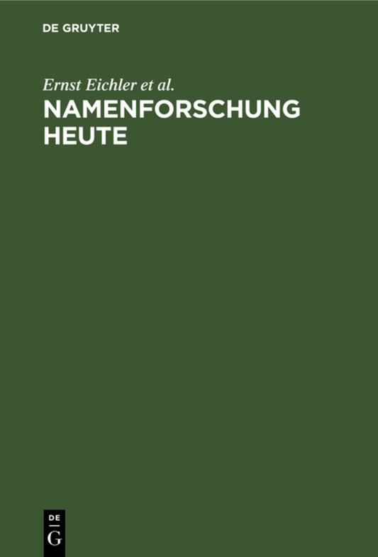 Namenforschung heute