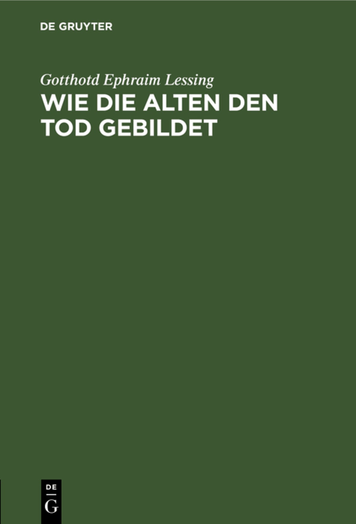 Cover image for Wie die Alten den Tod gebildet ISBN 9783112461952