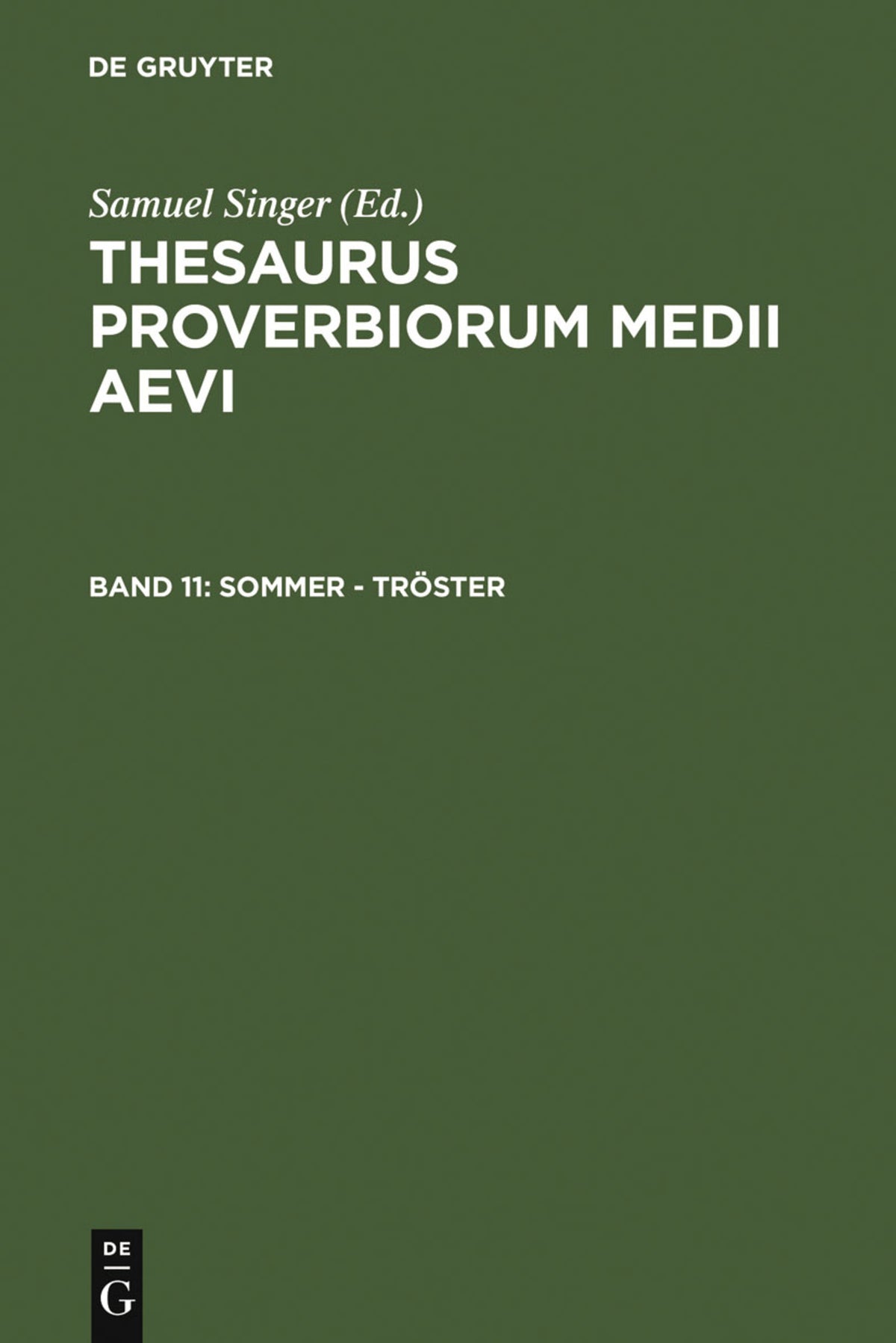 Cover image for Sommer - Tröster ISBN 9783110169515