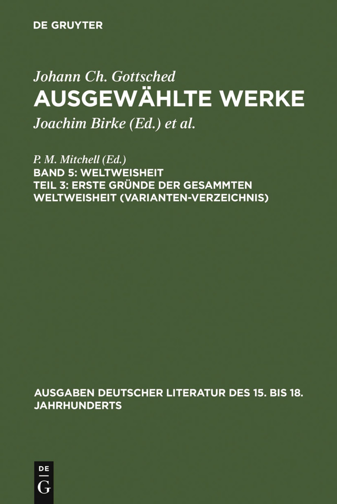 Erste Gründe der gesammten Weltweisheit (Variantenverzeichnis)