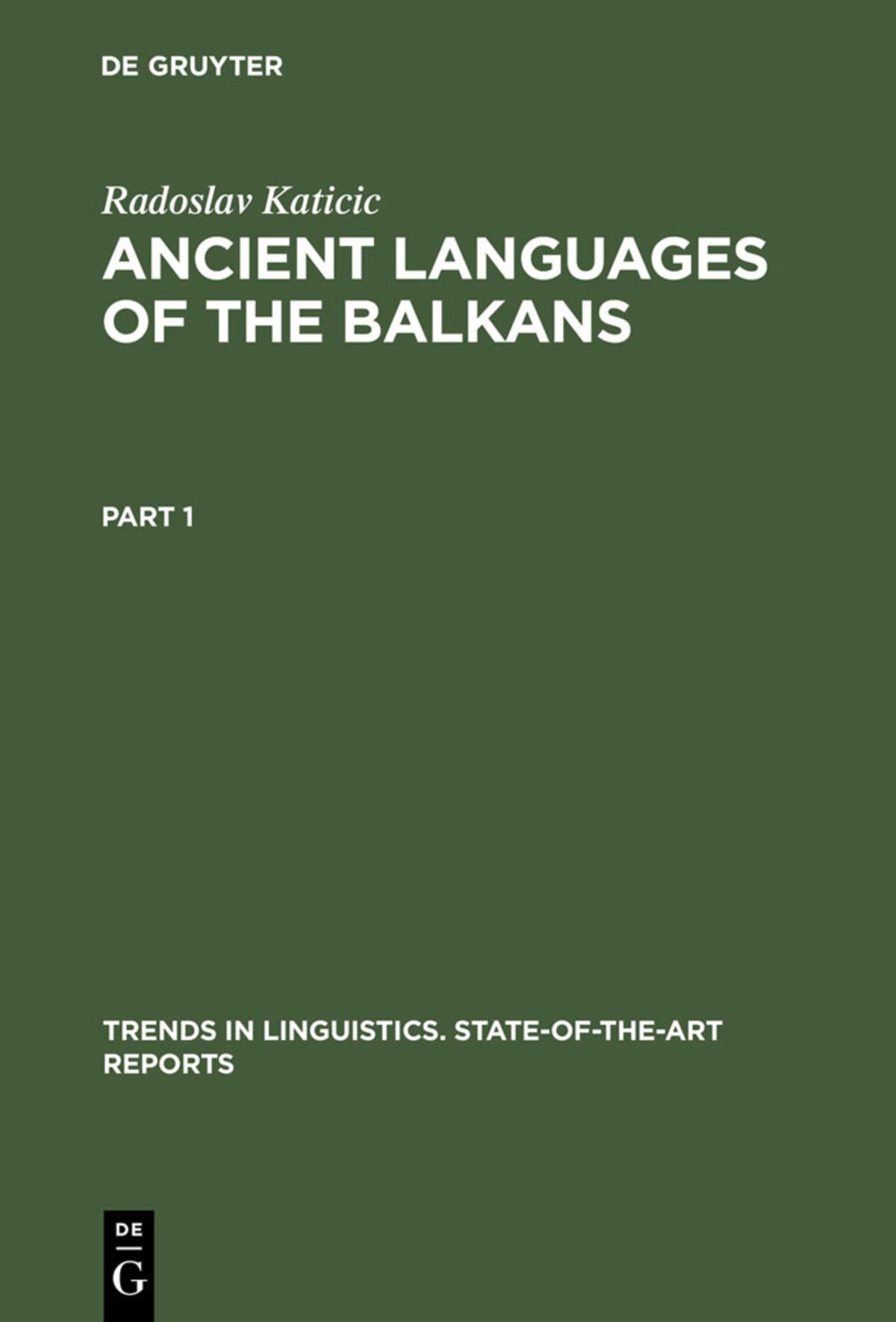Cover image for Ancient Languages of the Balkans ISBN 9783111197333