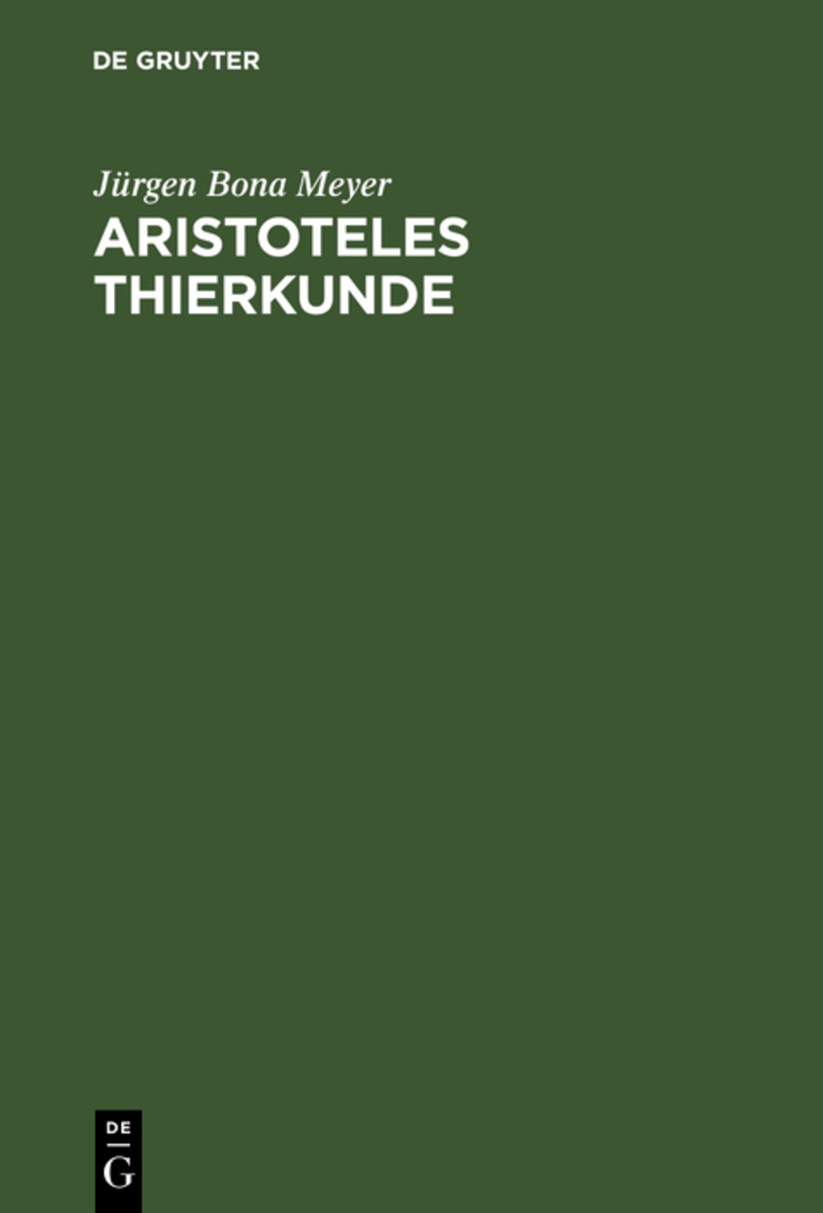 Cover image for Aristoteles Thierkunde ISBN 9783111133928