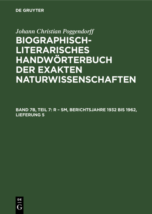 R – Sm, Berichtsjahre 1932 bis 1962, Lieferung 5