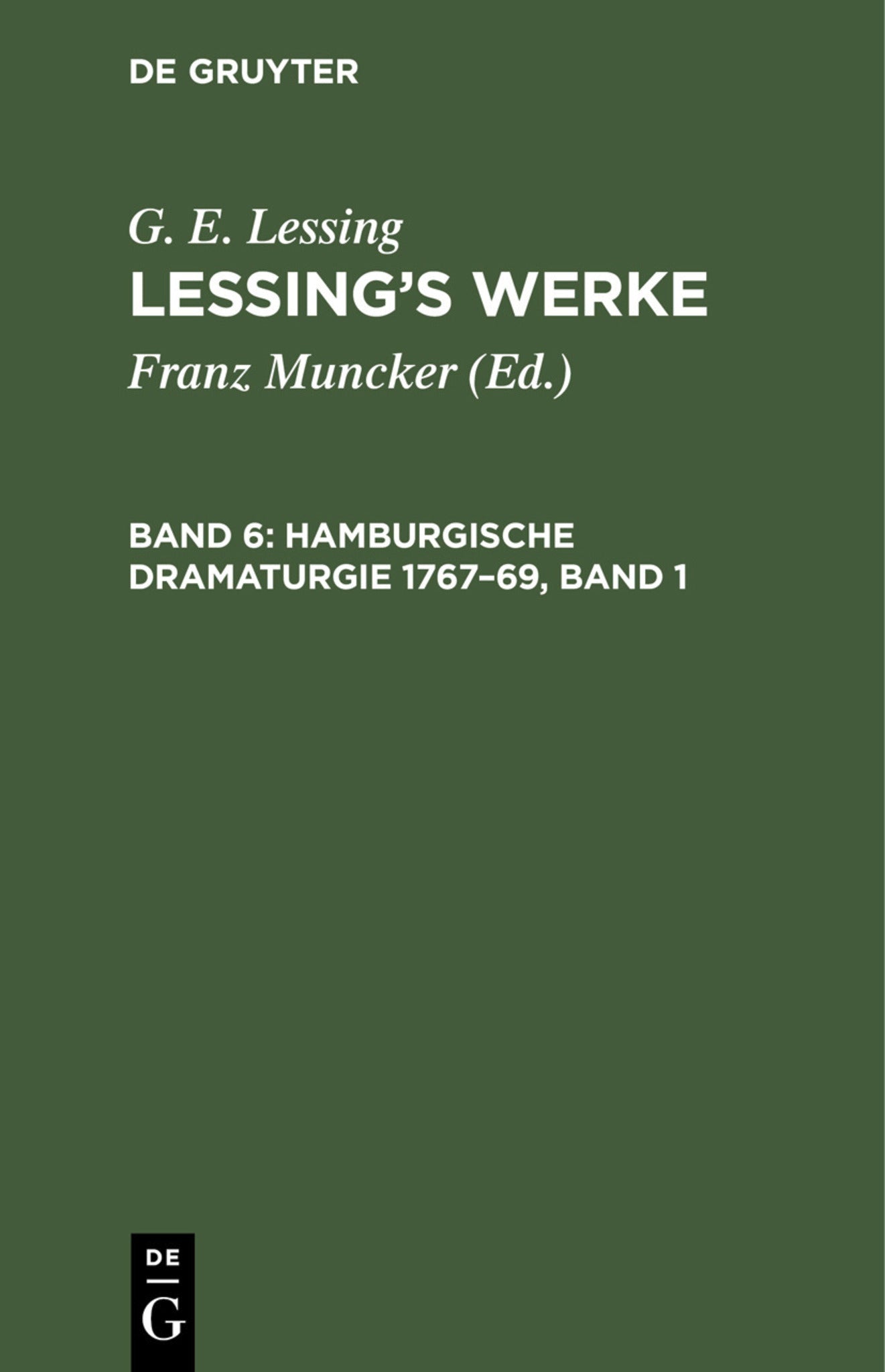 Hamburgische Dramaturgie 1767–69, Band 1