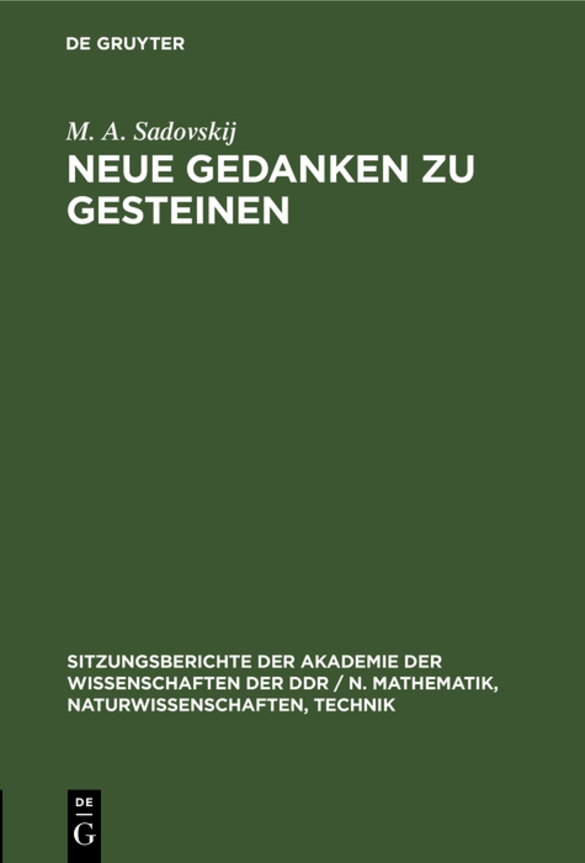 Cover image for Neue Gedanken zu Gesteinen ISBN 9783112548318