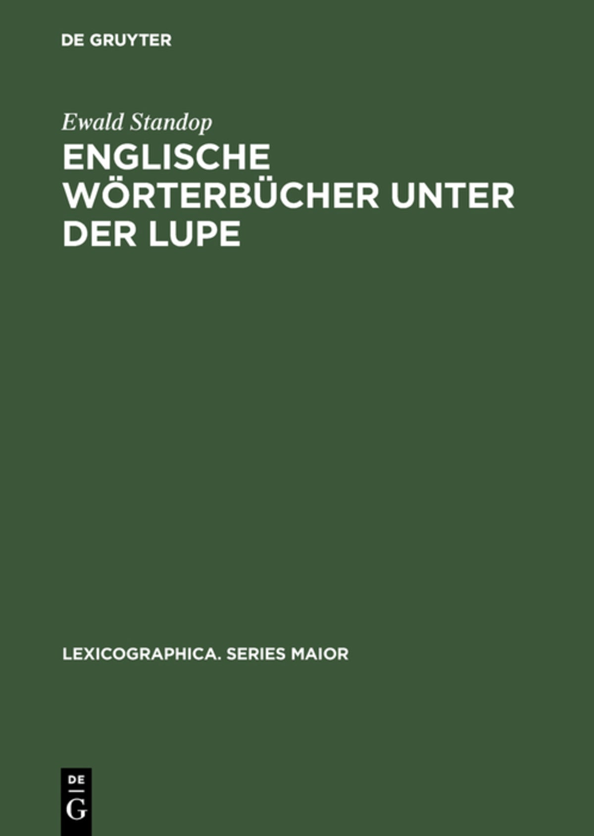 Cover image for Englische Wörterbücher unter der Lupe ISBN 9783484309029