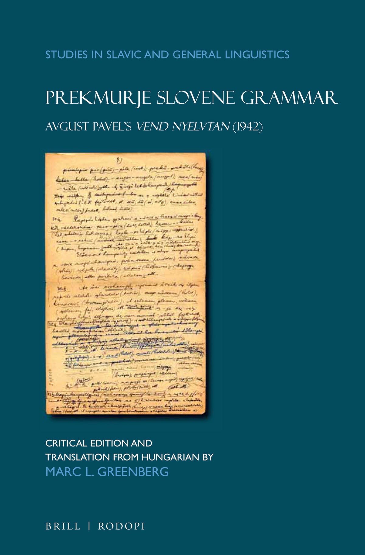 Cover image for Prekmurje Slovene Grammar ISBN 9789004419117