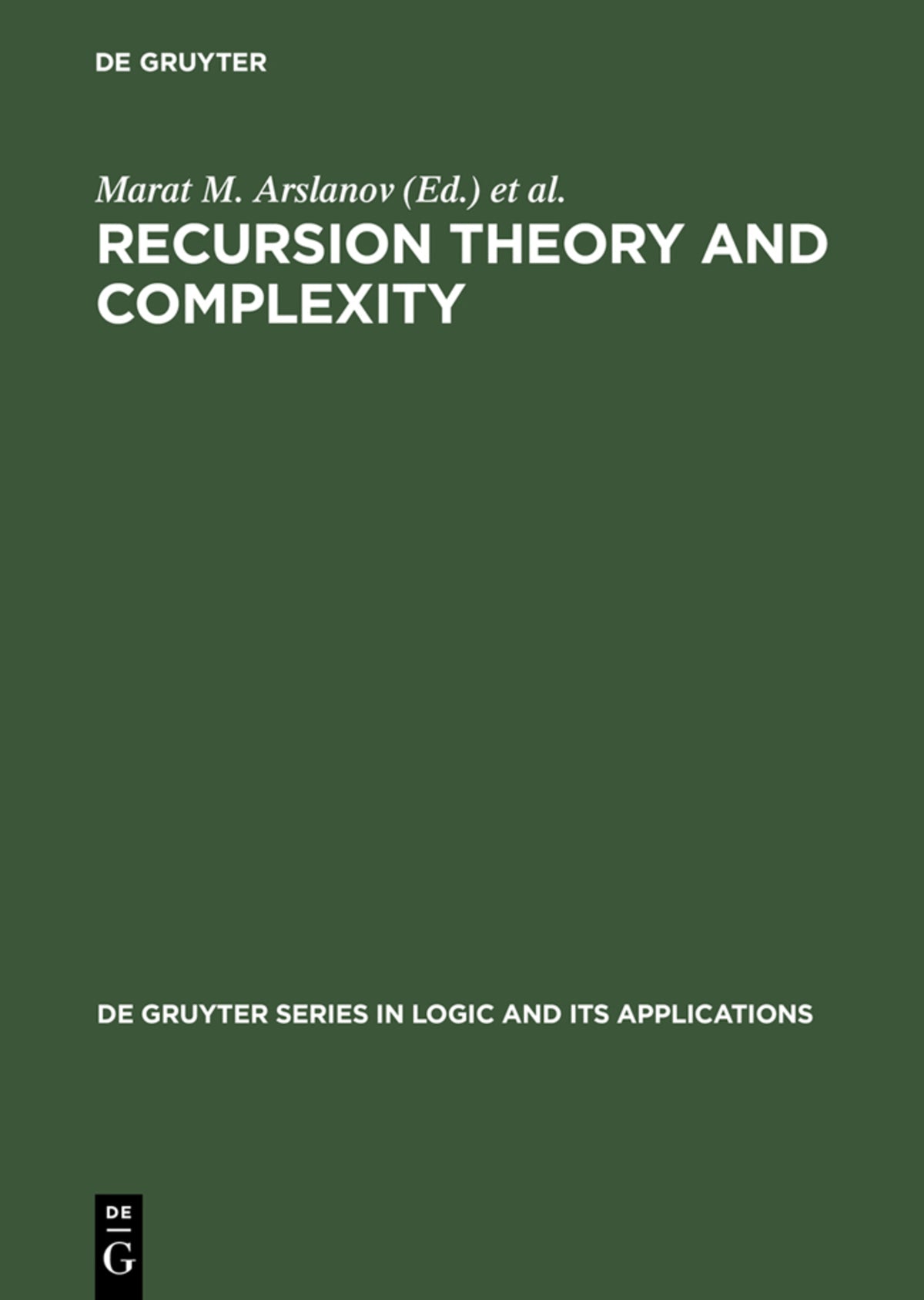 Cover image for Recursion Theory and Complexity ISBN 9783110165876