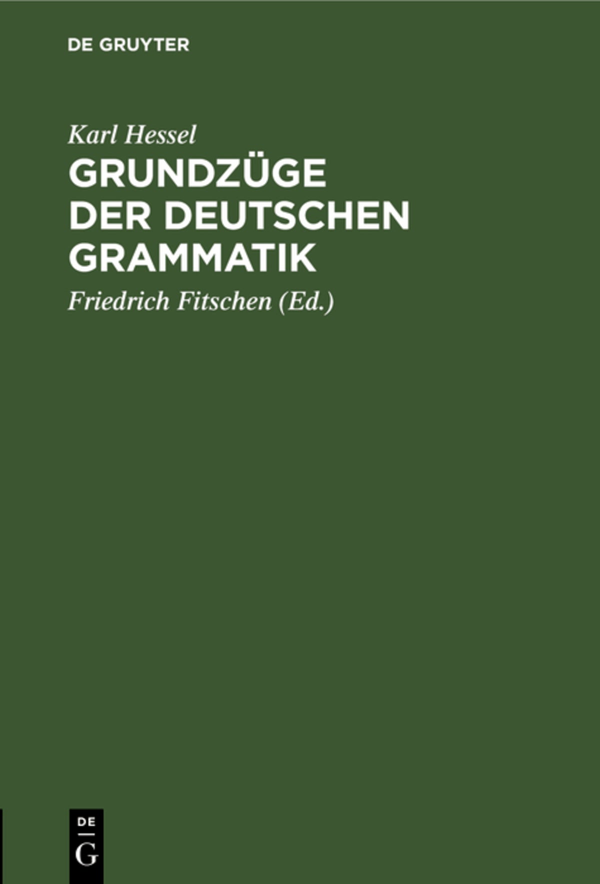 Cover image for Grundzüge der deutschen Grammatik ISBN 9783112603130