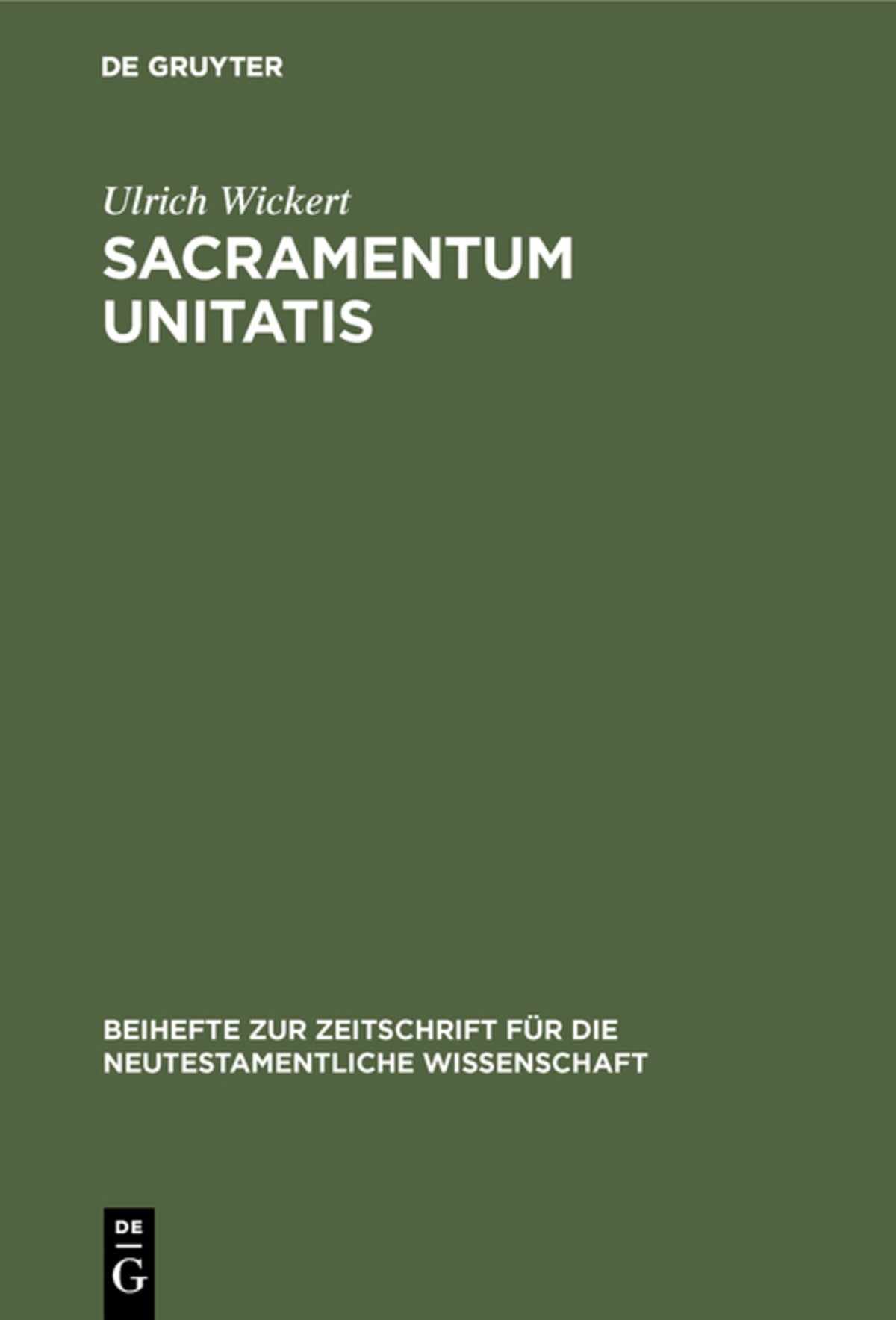 Cover image for Sacramentum Unitatis ISBN 9783110024241