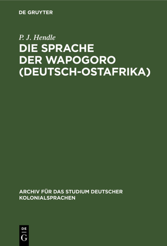 Die Sprache der Wapogoro (Deutsch-Ostafrika)