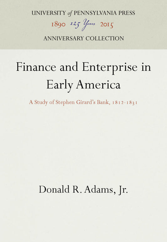 Finance and Enterprise in Early America