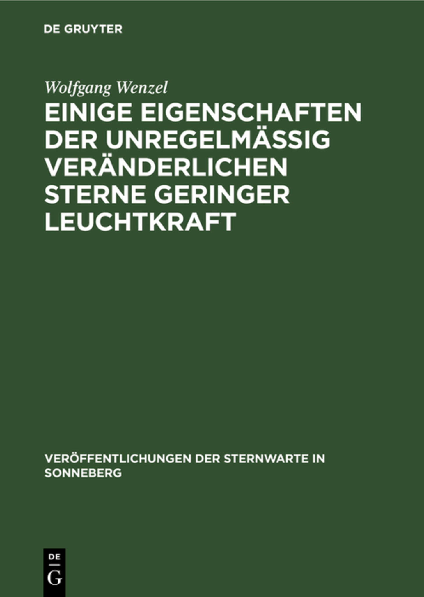 Einige Eigenschaften der unregelmäßig veränderlichen Sterne geringer Leuchtkraft
