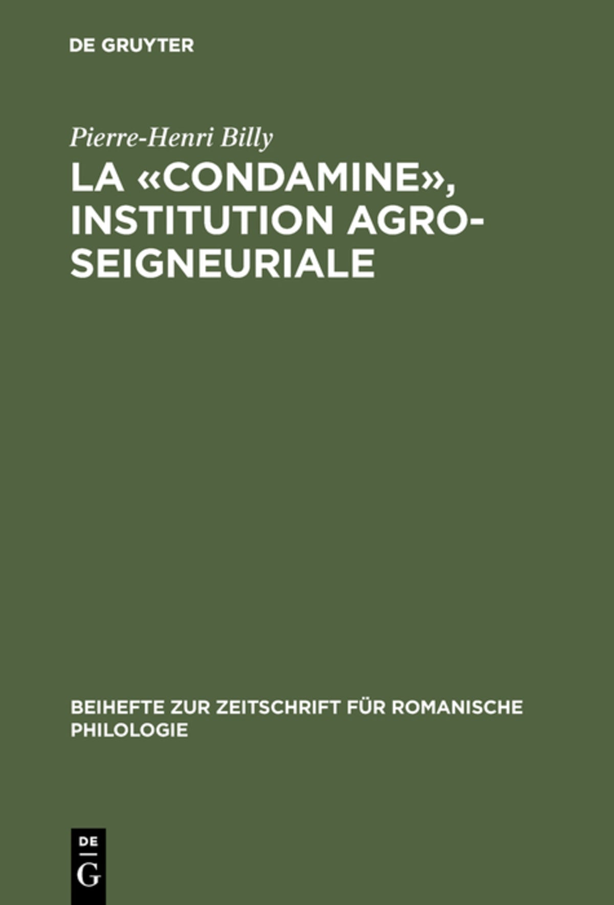 Cover image for La «condamine», institution agro-seigneuriale ISBN 9783484522862