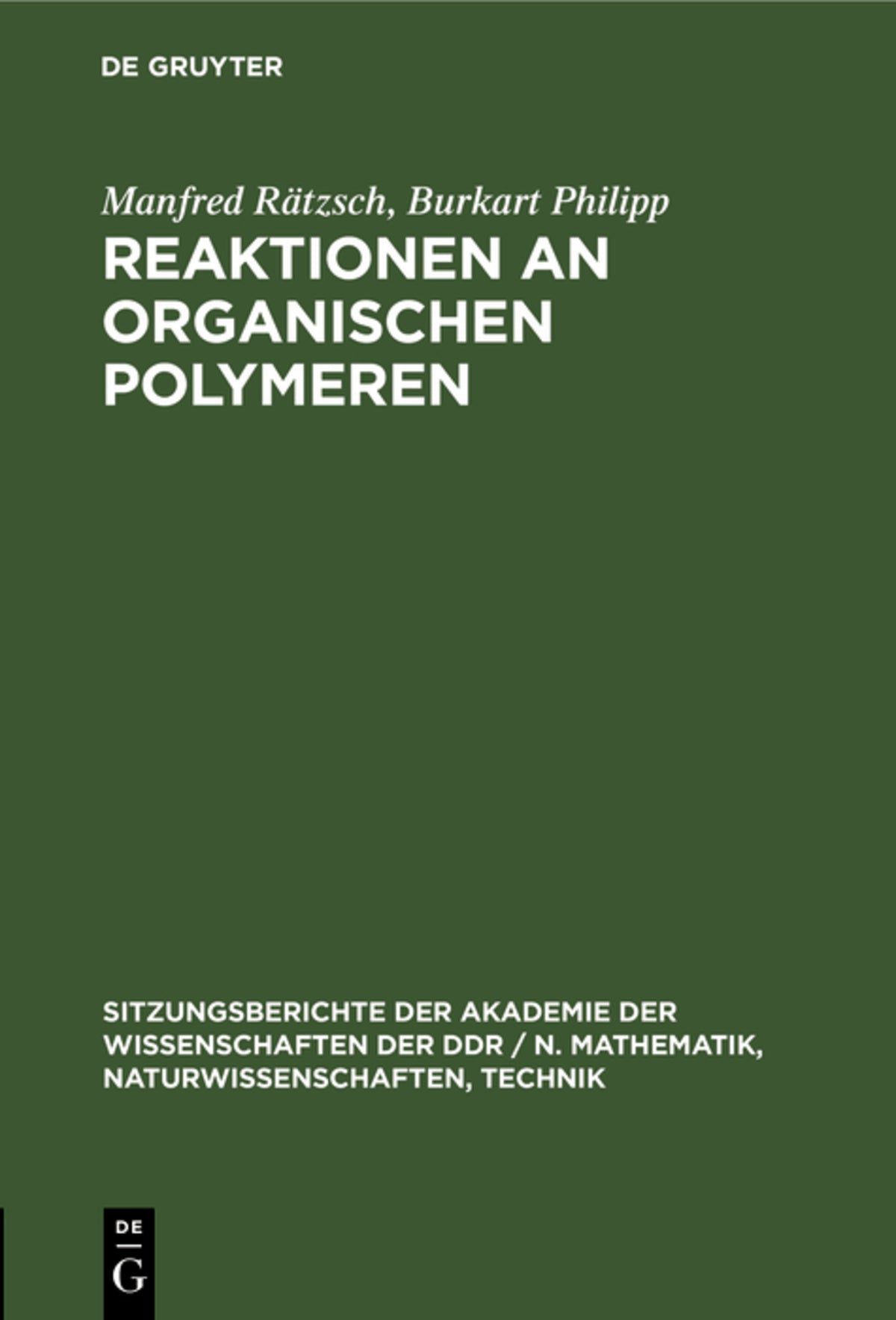Cover image for Reaktionen an organischen Polymeren ISBN 9783112585634