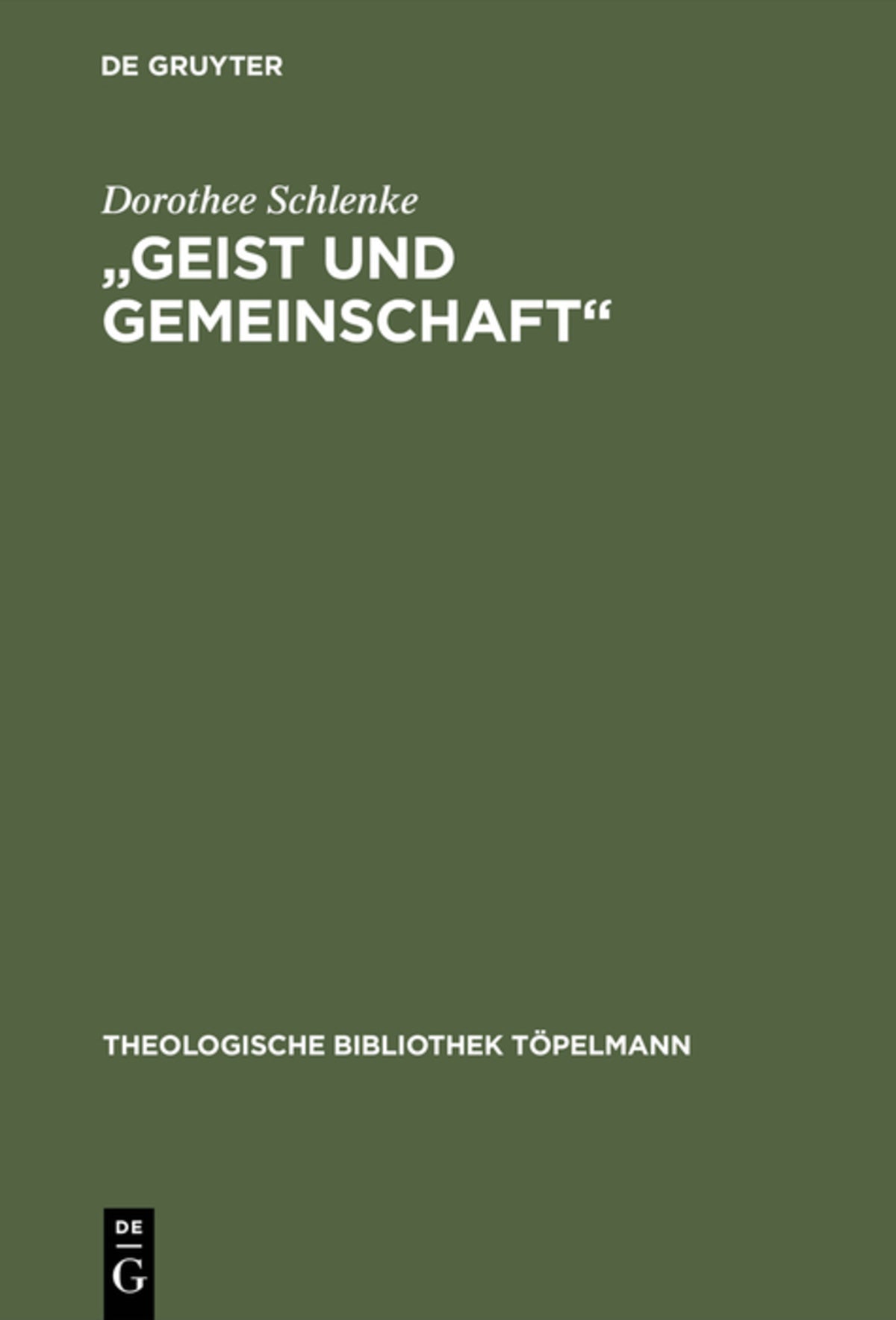 Cover image for "Geist und Gemeinschaft" ISBN 9783110157208