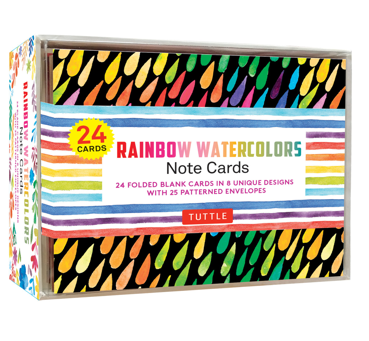 Cover image for Rainbow Watercolors Note Cards, 24 Blank Cards ISBN 9780804854238