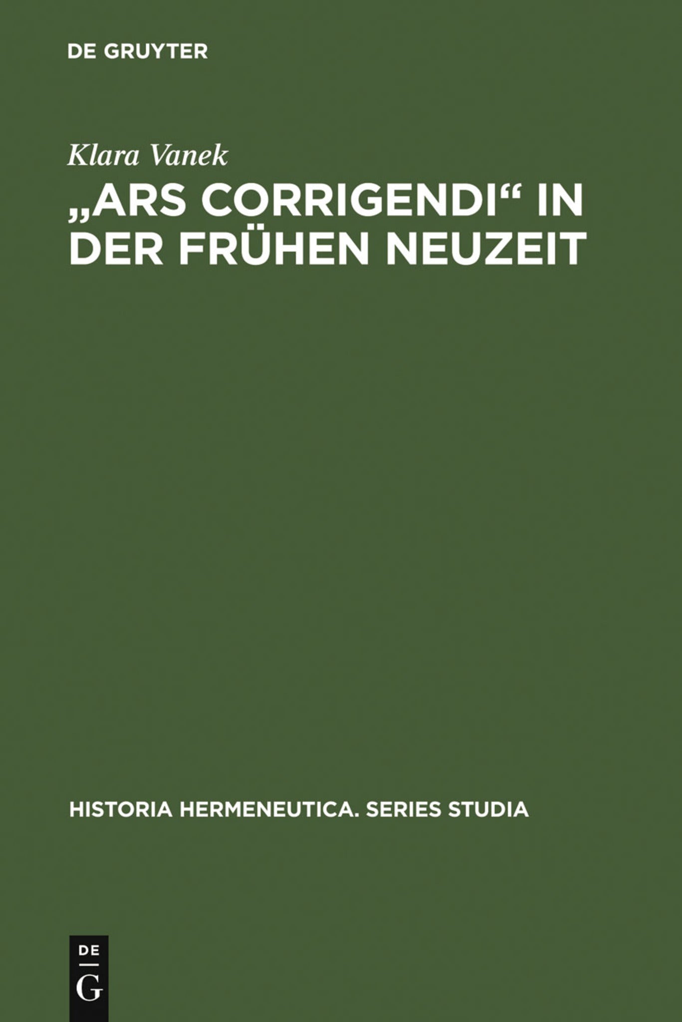 "Ars corrigendi" in der frühen Neuzeit