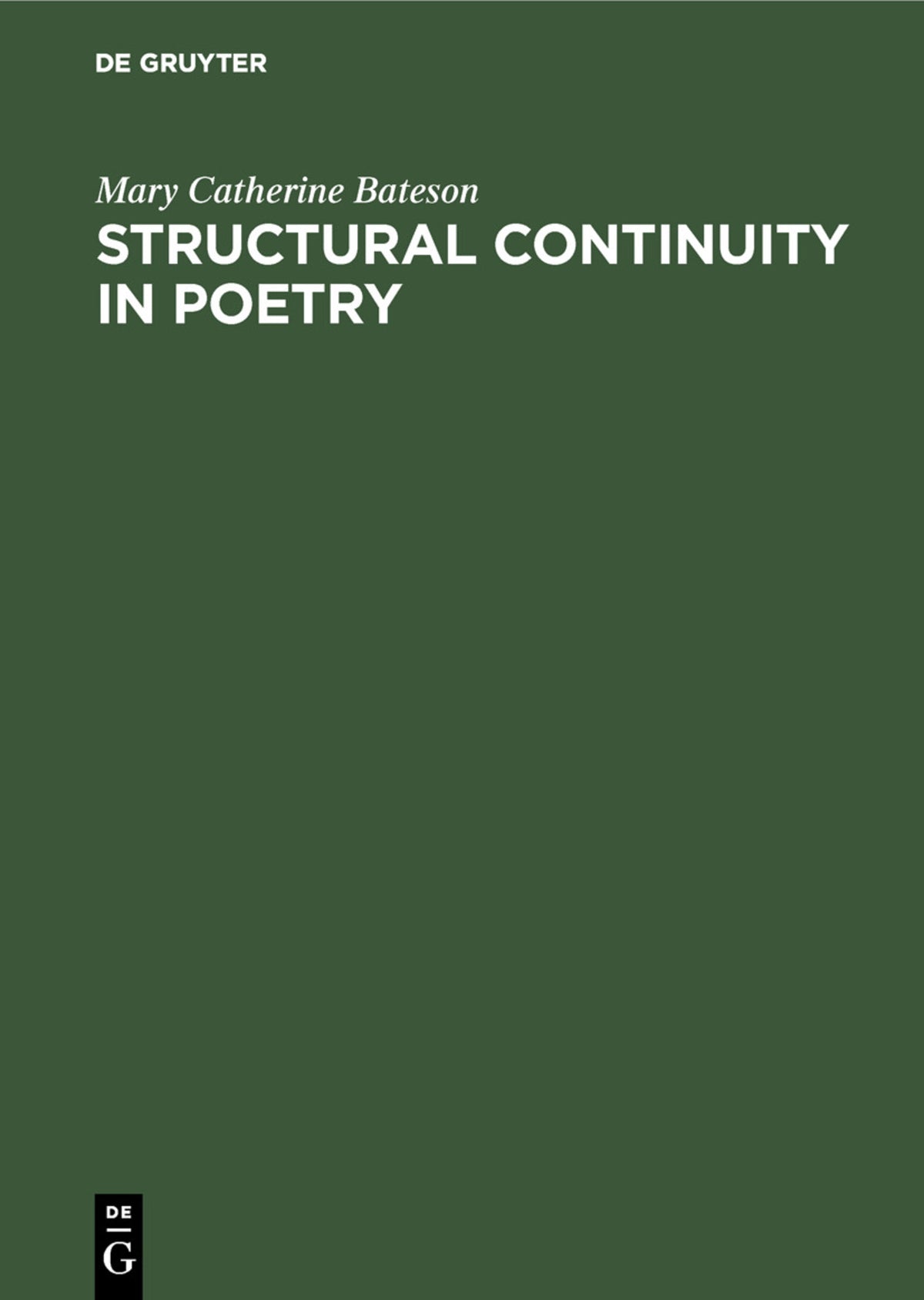 Cover image for Structural continuity in poetry ISBN 9783111187808